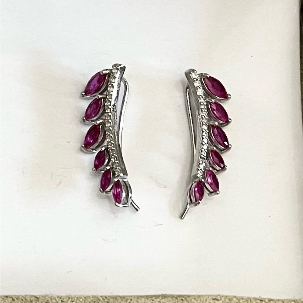 JTV Silver and Purple Marquise Earrings